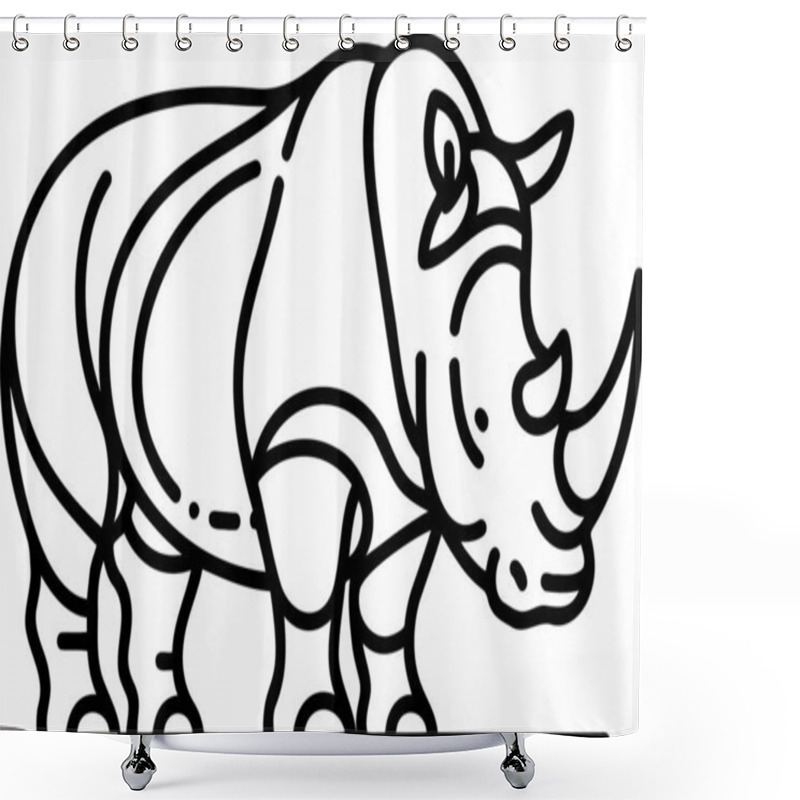 Personality  Line Art Illustration Of A Rhinoceros Suitable For Educational And Artistic Uses Shower Curtains