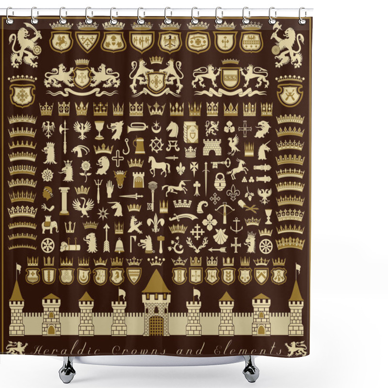 Personality  Heraldic Crowns And Elements Shower Curtains