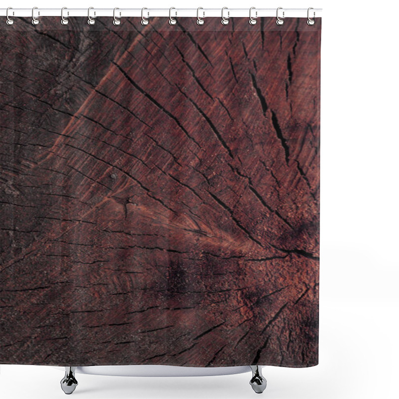 Personality  Close-up View Of Dark Brown Cracked Wooden Texture   Shower Curtains