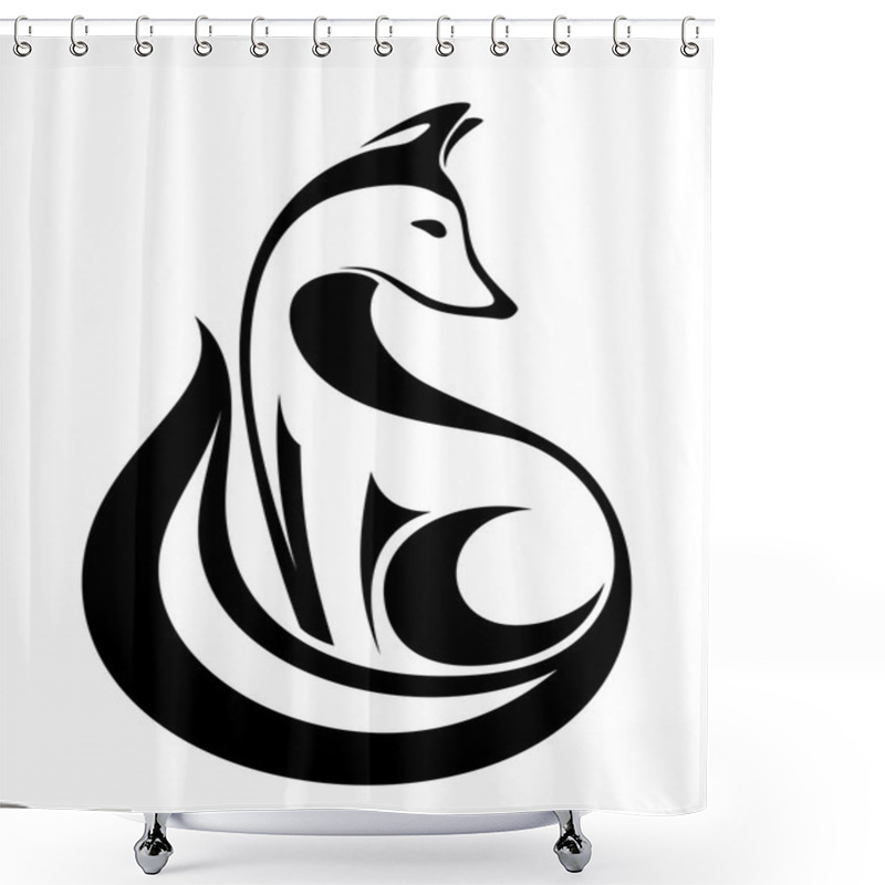 Personality  Black Silhouette Of A Fox. Vector Illustration. Shower Curtains