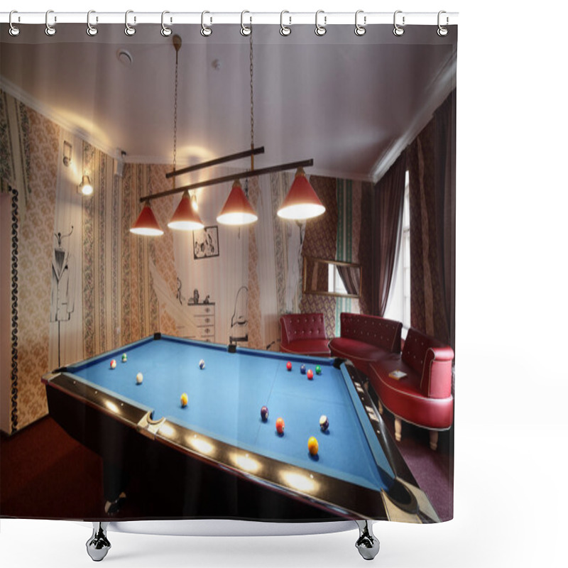 Personality  Interior Of Beautiful And Modern Billiard Shower Curtains