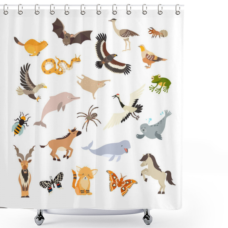 Personality  Animals Cartoon Vector Set. Cartoon Illustration, Isolated On A White Background Shower Curtains