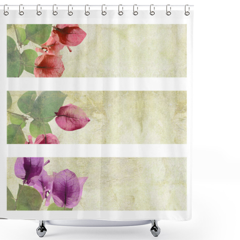 Personality  Flower Artwork Banner Set Isolated Shower Curtains