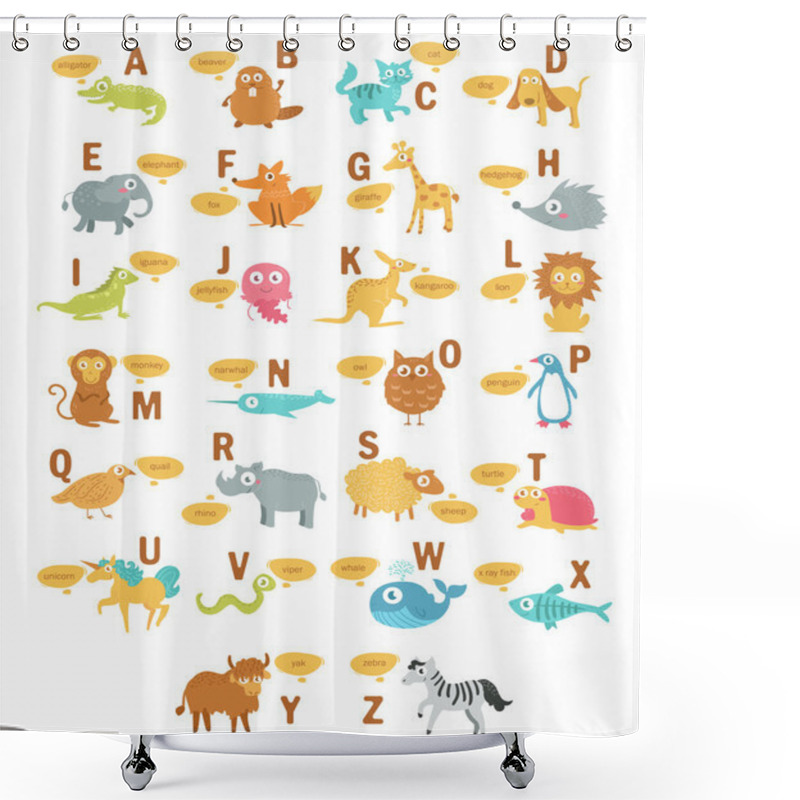 Personality  Children's Alphabet With Animals. Shower Curtains