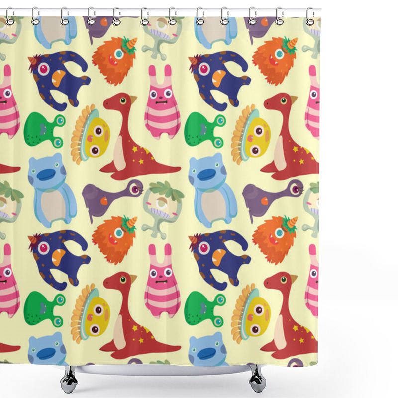 Personality  Seamless Monster Pattern Shower Curtains