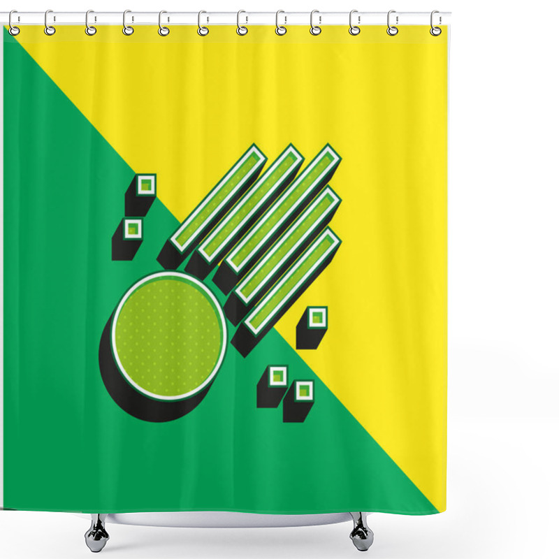 Personality  Asteroid Green And Yellow Modern 3d Vector Icon Logo Shower Curtains