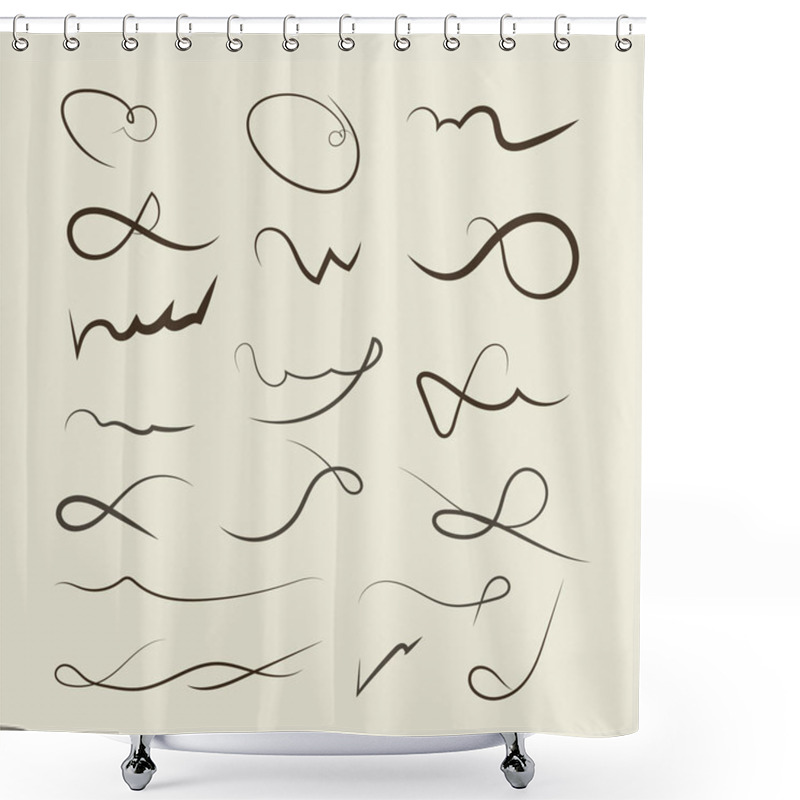 Personality  Vector Hand Drawn Decorative Curls, Swirls, Dividers Collection Shower Curtains