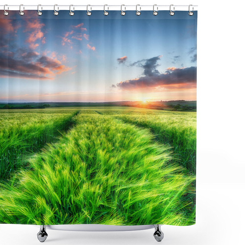 Personality  Sunrise Over Barley Fields Shower Curtains