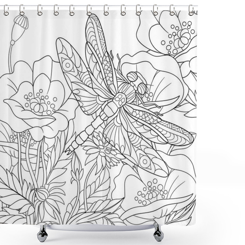 Personality  Zentangle Stylized Dragonfly Insect Shower Curtains