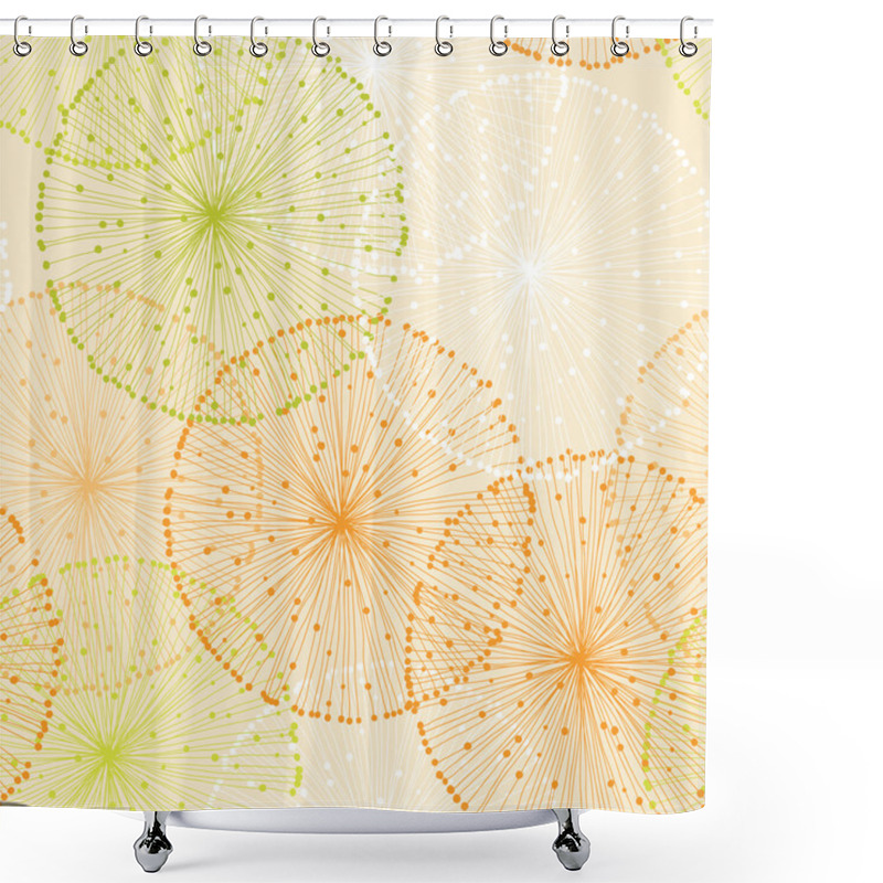 Personality  Orange Seamless Pattern With Dandelions Shower Curtains