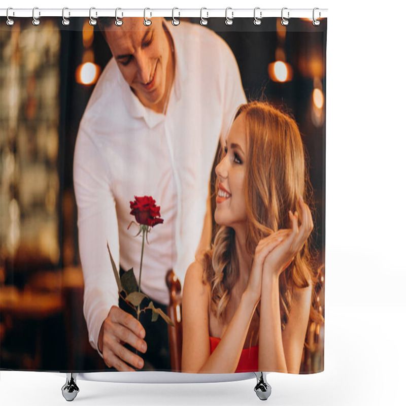 Personality  Couple At A Restaurant On Valentines Day Shower Curtains