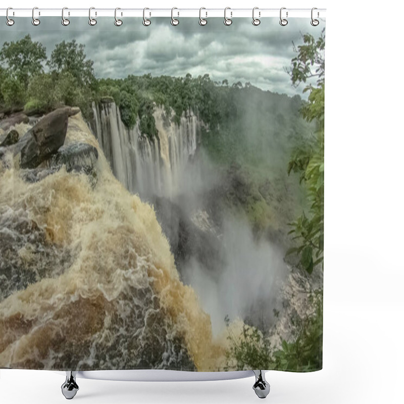 Personality  View Of The Kalandula Waterfalls On Lucala River, Tropical Forest And Cloudy Sky As Background Shower Curtains