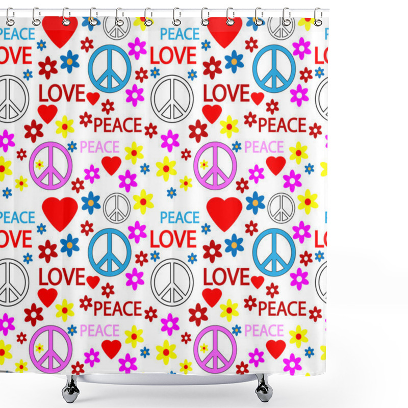 Personality  Seamless Pattern With Symbols Of The Hippie Shower Curtains