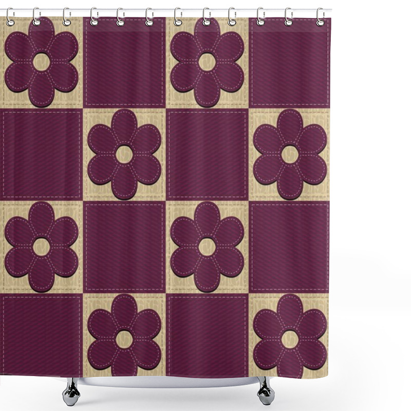 Personality  Patchwork Background With Scrapbook Flowers Shower Curtains