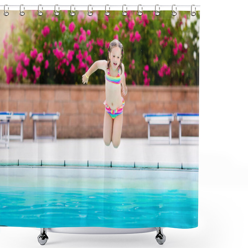 Personality  Child In Swimming Pool On Summer Vacation Shower Curtains