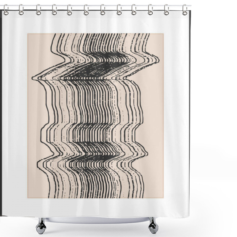 Personality  Trendy Abstract Creative Minimalist Artistic Hand Drawn Line Art Composition Shower Curtains