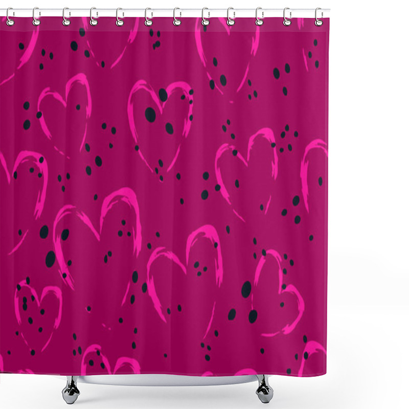 Personality  Bright Pink Heart Shapes Fill The Background, Evoking A Fun And Joyful Atmosphere. Shower Curtains