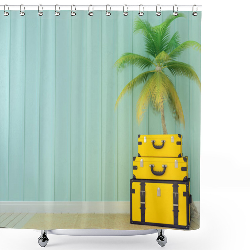 Personality  Yellow Bags And Palm Tree Shower Curtains