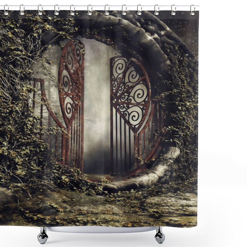 Personality  Old Gate With Ivy Shower Curtains