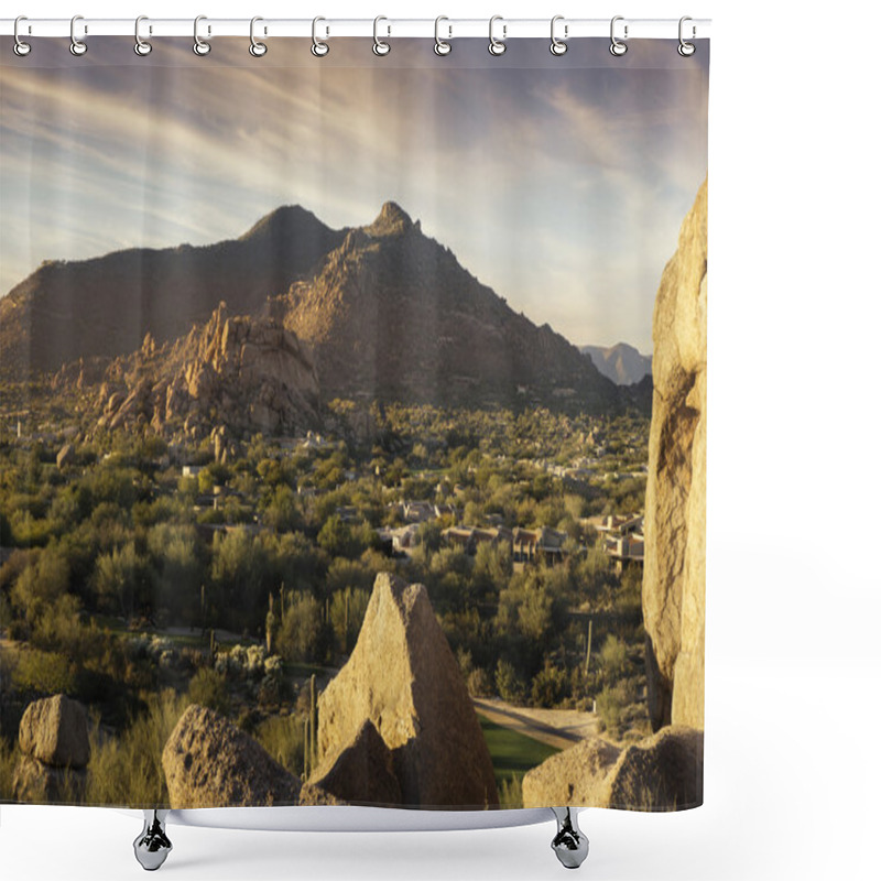 Personality  Golden Hour Arizona Landscape, Scottsdale, Phoenix Area,USA Shower Curtains