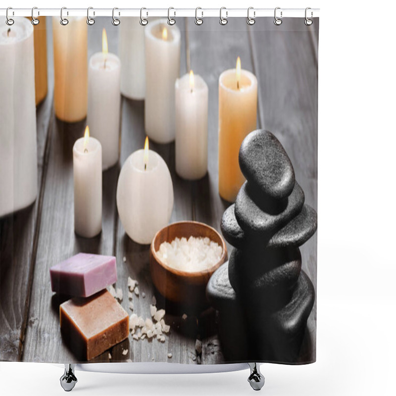 Personality  Spa Stones And Candles  Shower Curtains