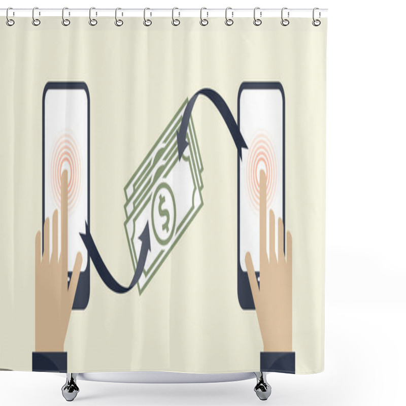 Personality  Vector Illustration Of The Digital Cashflow Concept Shower Curtains