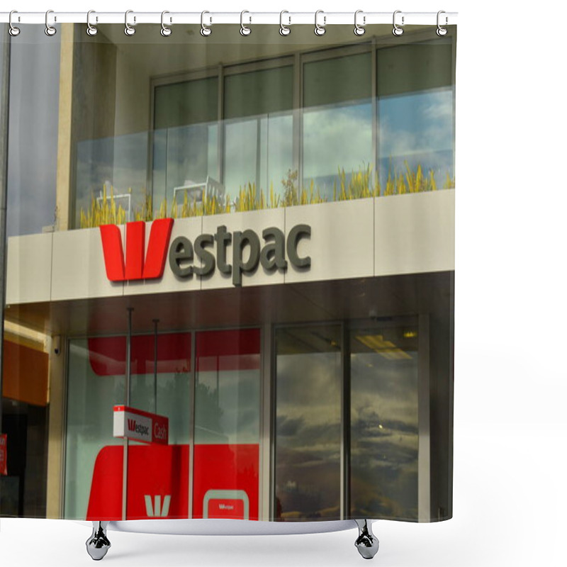 Personality  Auckland / New Zealand - June 30 2020: View Of Westpac Bank Branch In St Heliers Shower Curtains