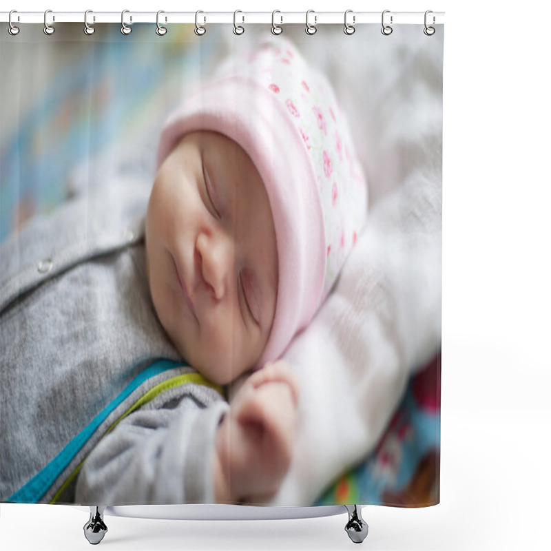 Personality  Little Baby Sleeping On A Cot. Shower Curtains