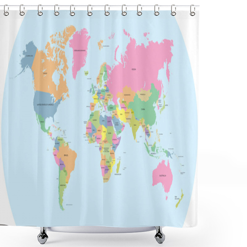 Personality  Coloured Political Map Of The World Vector Shower Curtains