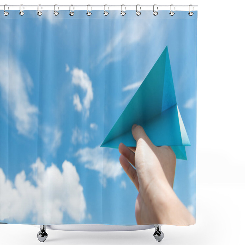 Personality  Paper Plane Against Cloudy Sky Shower Curtains