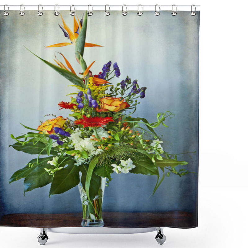 Personality  Beautiful Flowers Composition With Bird Of Paradise Flowers Shower Curtains