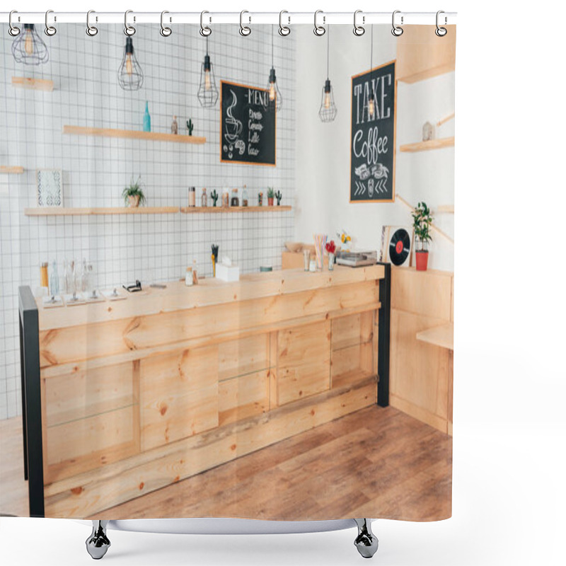 Personality  Bar Counter Of Modern Cafe Shower Curtains