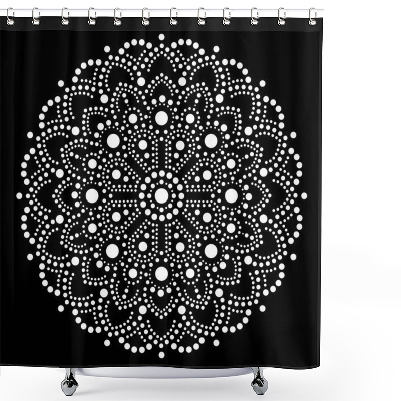 Personality  Aboriginal Dot Painting Mandala, Australian Ethnic Design, Vector Dots Pattern Ethnic Style  Shower Curtains