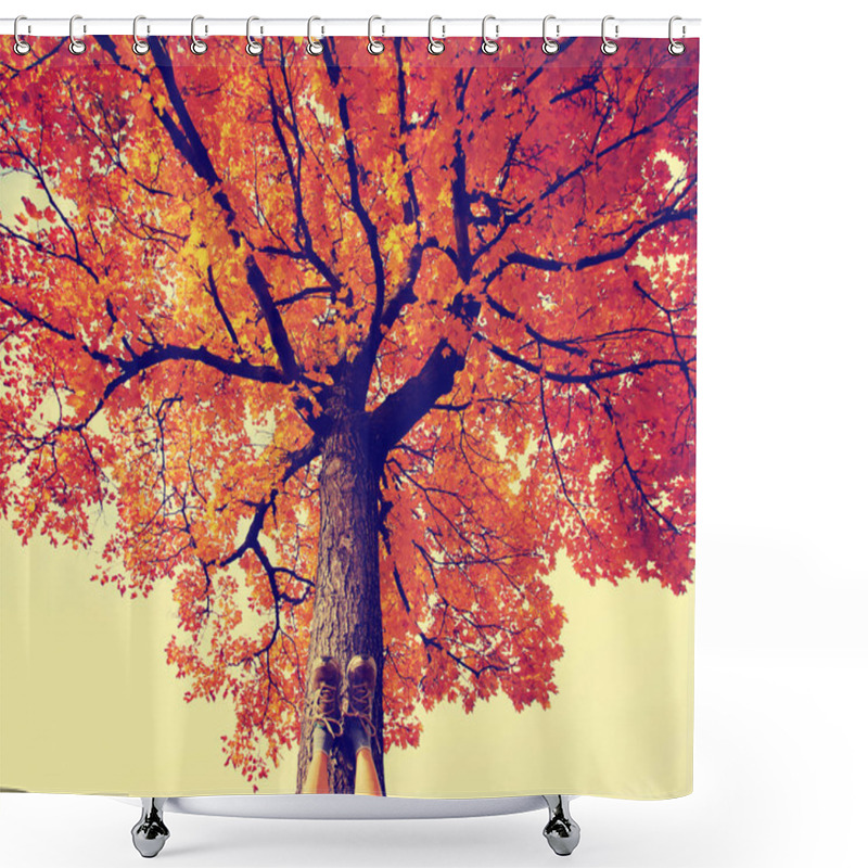 Personality  Feet Resting On Tree Trunk Shower Curtains