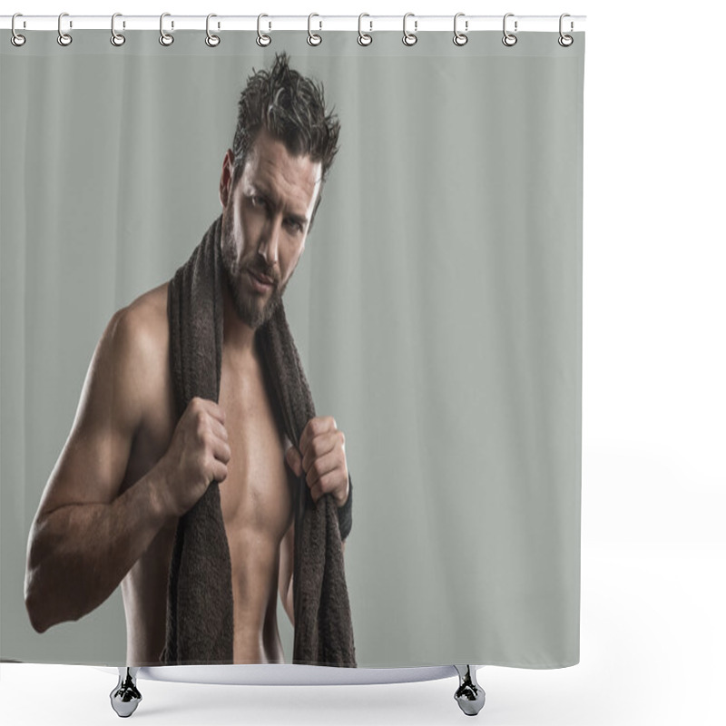 Personality  Muscular Man Drying Athletic Body Shower Curtains