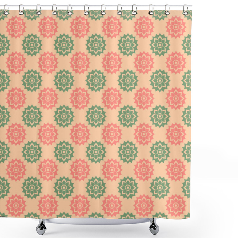 Personality  Pink & Green Floral Medallions Shower Curtains