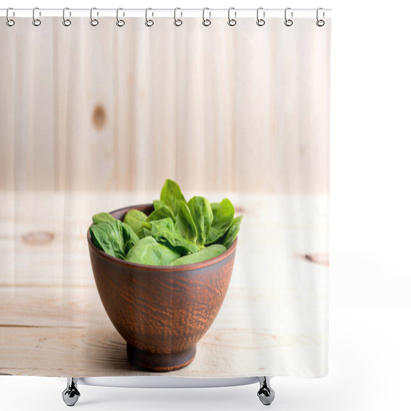 Personality  Spinach Leaves In Ceramic Bowl  Shower Curtains