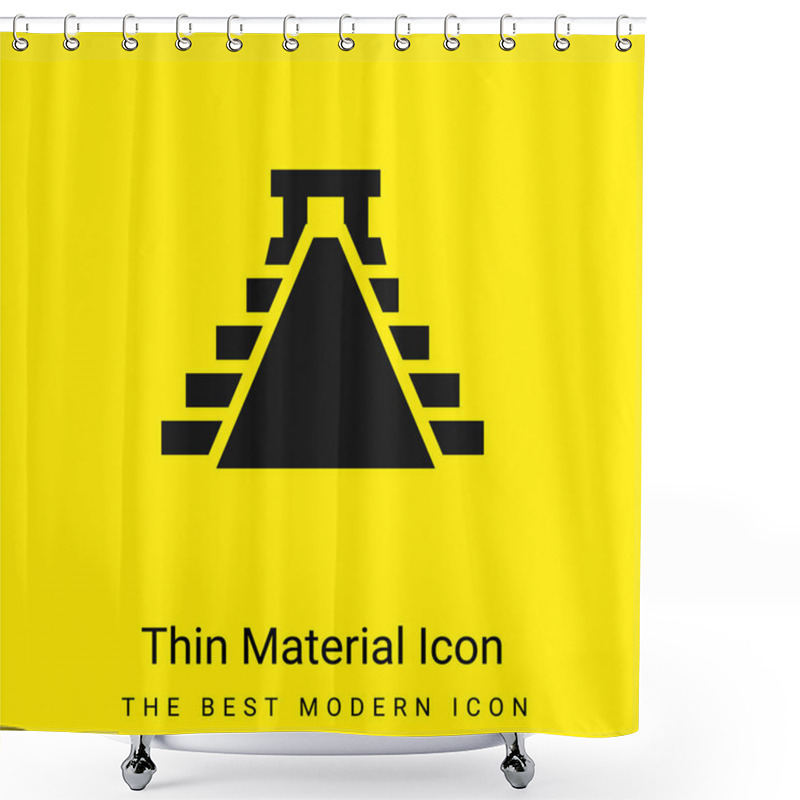 Personality  Ancient Mexico Pyramid Shape Minimal Bright Yellow Material Icon Shower Curtains