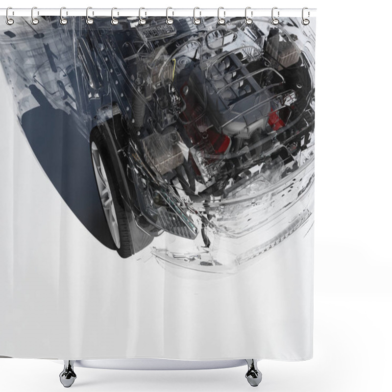 Personality  Top View Of The Car Model..3d Render Shower Curtains