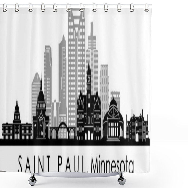 Personality  SAINT PAUL City Minnesota Skyline Silhouette Cityscape Vector Shower Curtains