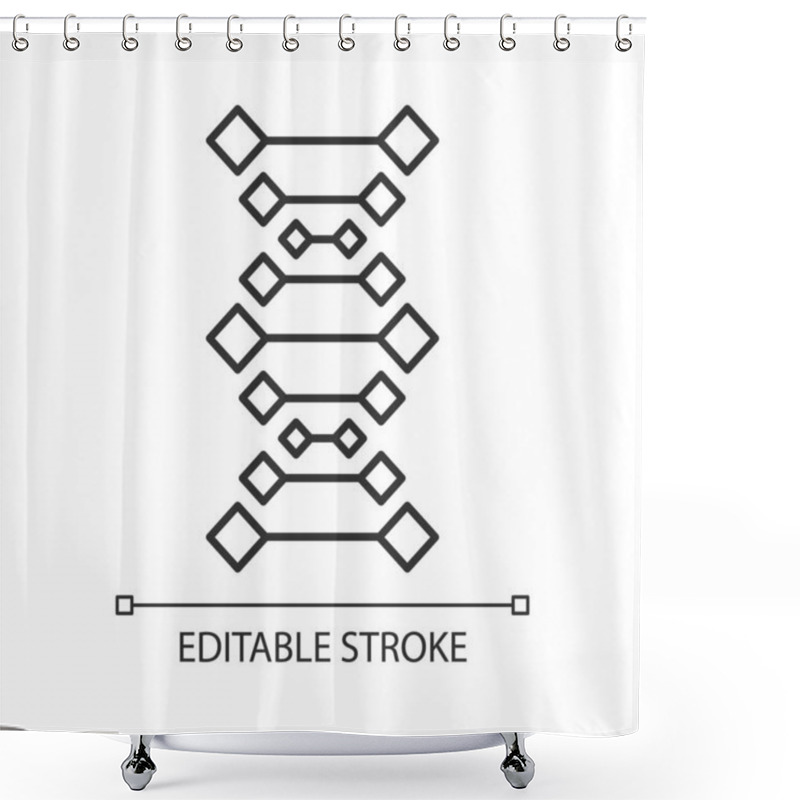 Personality  DNA Chains Linear Icon. Deoxyribonucleic, Nucleic Acid Helix. Molecular Biology. Genetic Code. Genetics. Thin Line Illustration. Contour Symbol. Vector Isolated Outline Drawing. Editable Stroke Shower Curtains