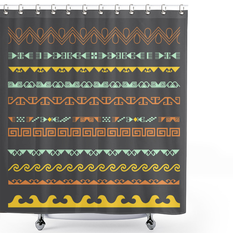 Personality  Asian Ornaments Collection. Historically Ornamental Of Nomadic People.  Shower Curtains