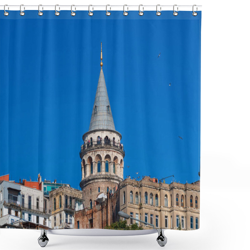 Personality  Galata Tower Or Galata Kulesi At Daytime. Travel To Istanbul Background Photo. Landmarks Of Istanbul. Shower Curtains