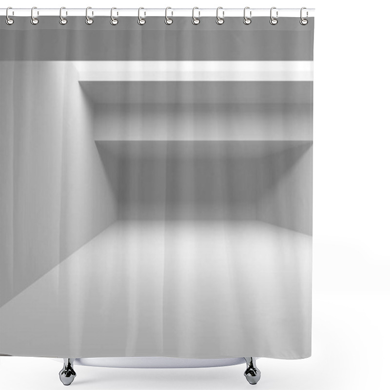 Personality  Minimalist Architecture Interior With Geometric Patterns And Soft Lighting. 3d Render. Shower Curtains