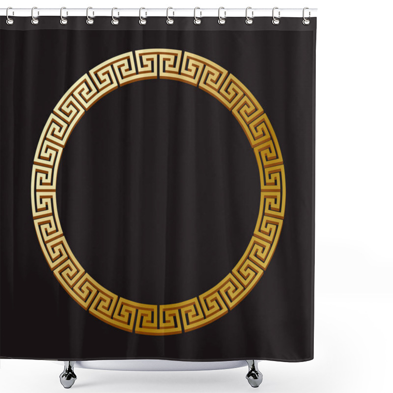 Personality  Traditional Circle Gold Greek Ornament Isolated On Dark Background. Shower Curtains