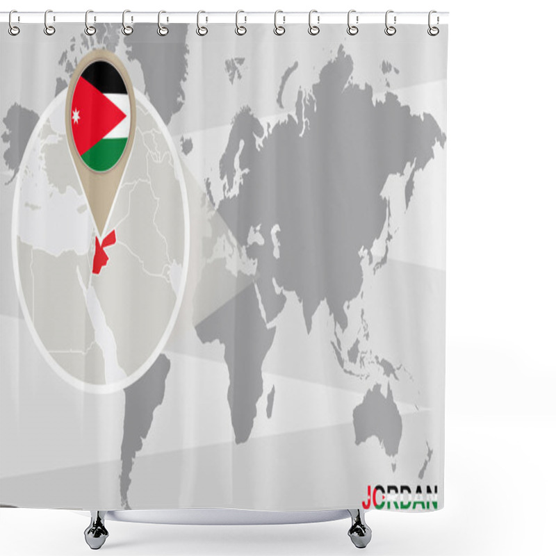 Personality  World Map With Magnified Jordan Shower Curtains