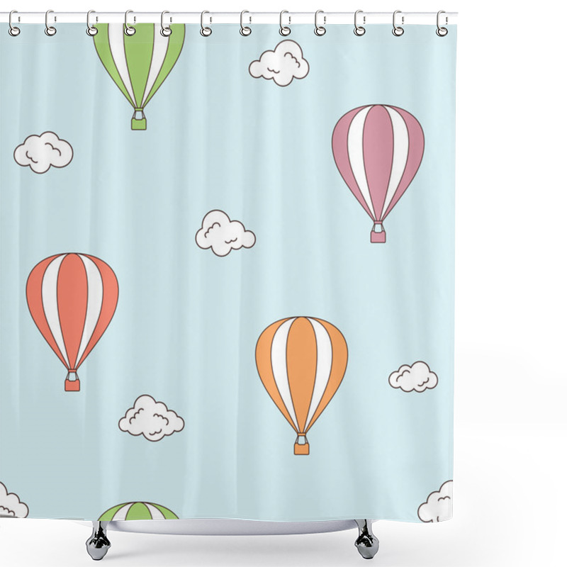 Personality  Hot Air Balloons Seamless Background Shower Curtains