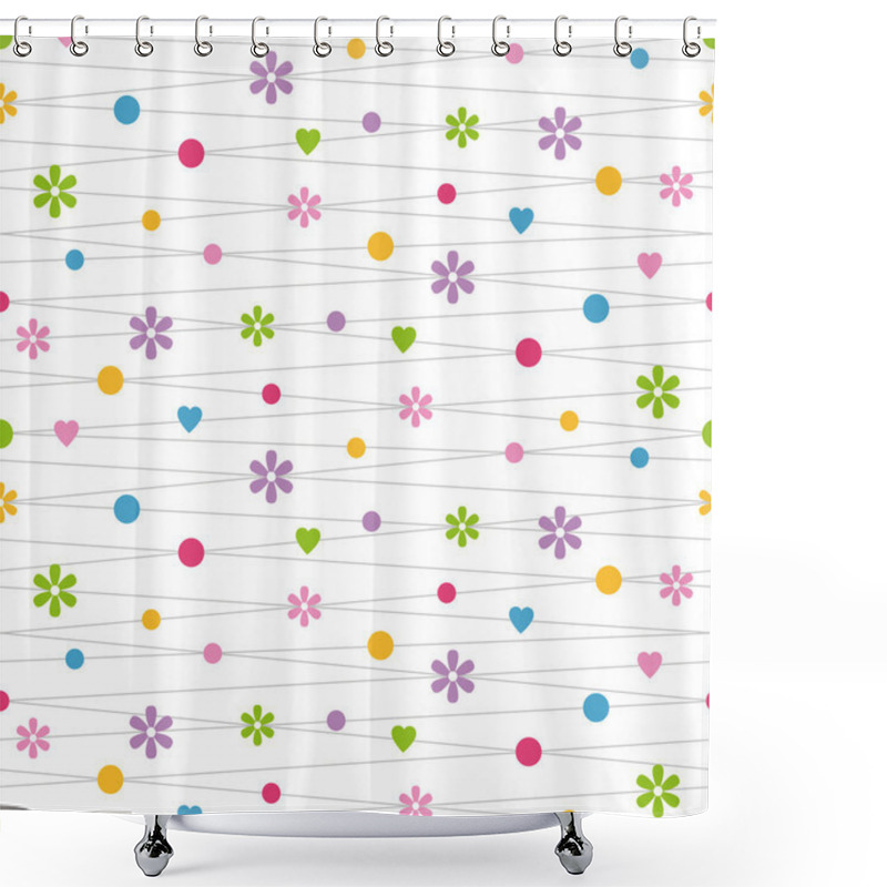 Personality  Hearts Flowers And Dots Pattern Shower Curtains