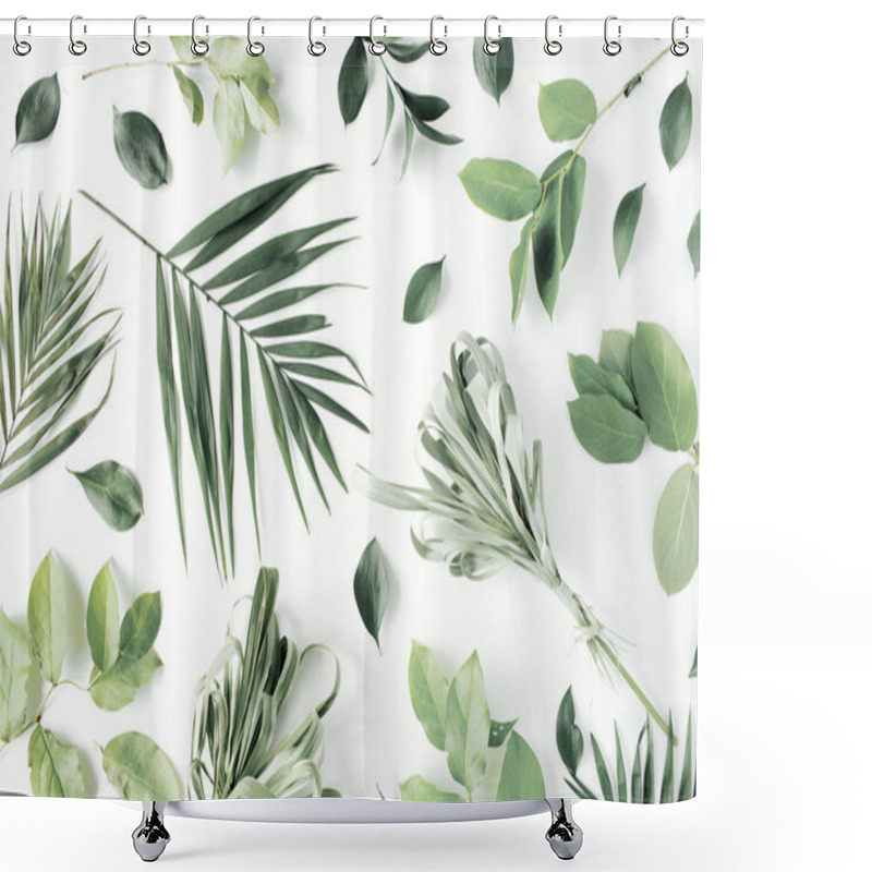 Personality  Green Pattern With Leaves Shower Curtains