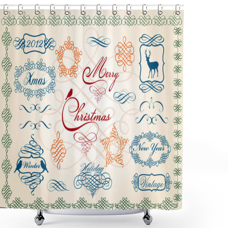 Personality  Christmas Frames And Borders, Vector Shower Curtains